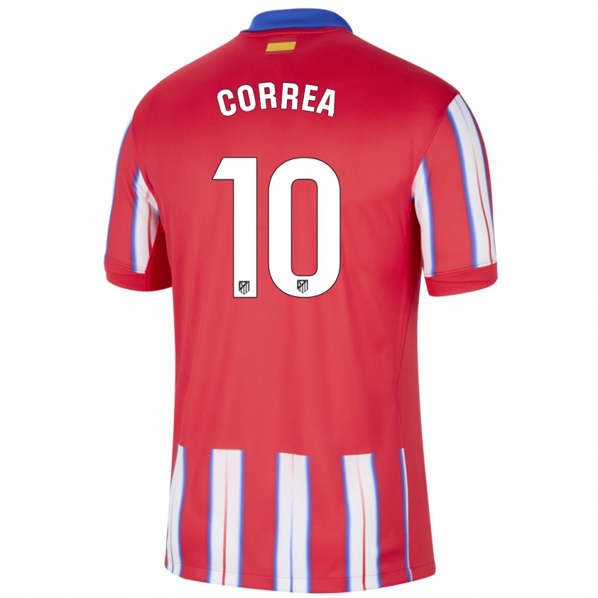 Niño Fútbol Camiseta Angel Correa #10 Rojo Blanco Azul 1ª Equipación 2024/25 Perú