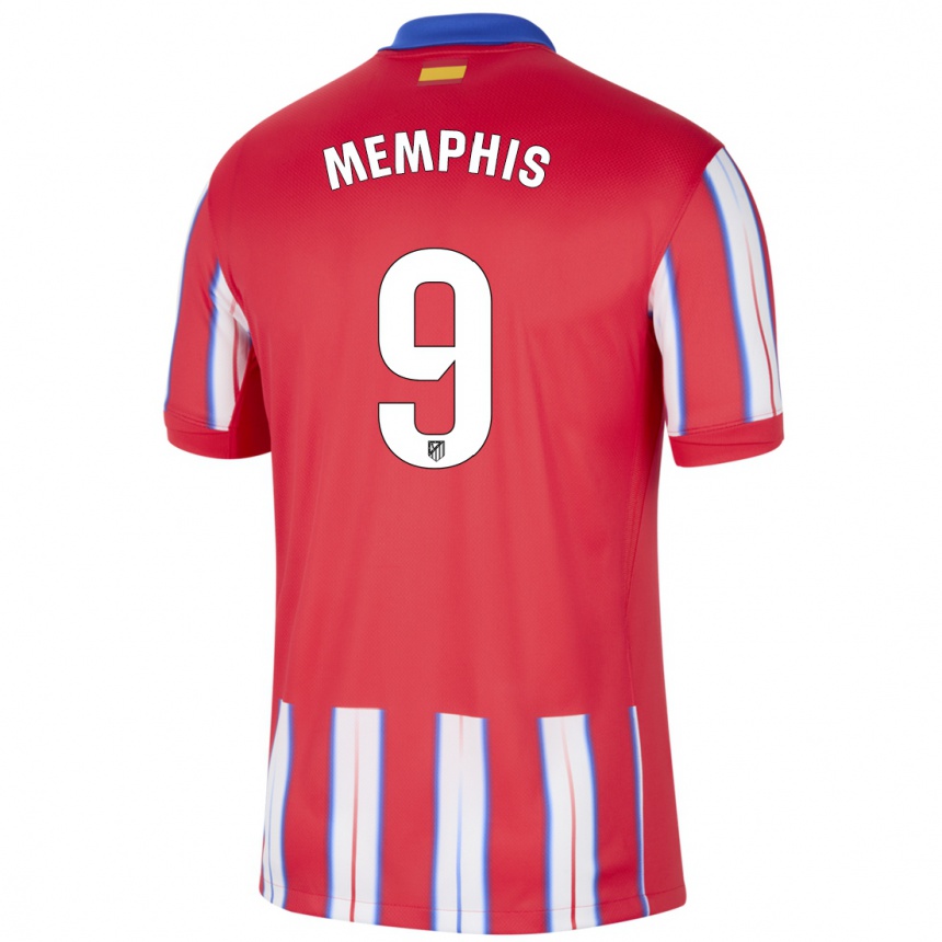 Niño Fútbol Camiseta Memphis Depay #9 Rojo Blanco Azul 1ª Equipación 2024/25 Perú