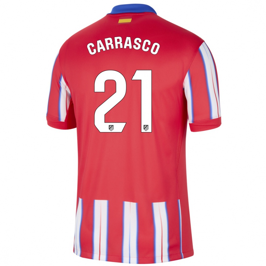 Niño Fútbol Camiseta Yannick Carrasco #21 Rojo Blanco Azul 1ª Equipación 2024/25 Perú