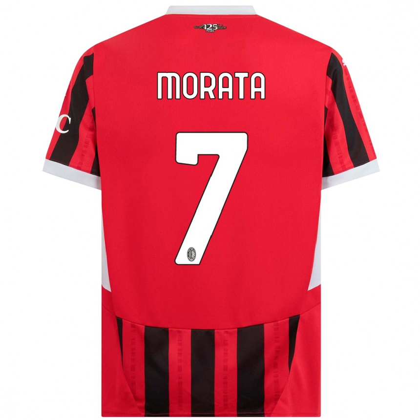 Niño Fútbol Camiseta Alvaro Morata #7 Rojo Negro 1ª Equipación 2024/25 Perú