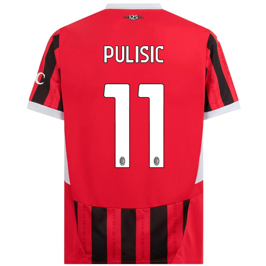 Niño Fútbol Camiseta Christian Pulisic #11 Rojo Negro 1ª Equipación 2024/25 Perú