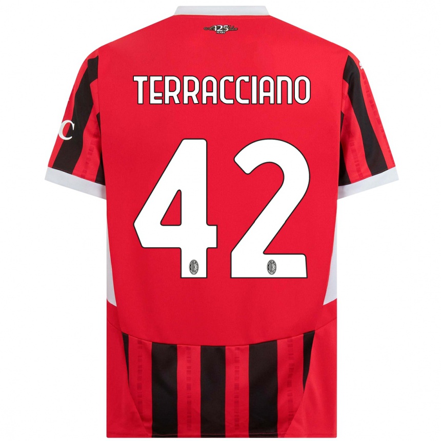 Niño Fútbol Camiseta Filippo Terracciano #42 Rojo Negro 1ª Equipación 2024/25 Perú