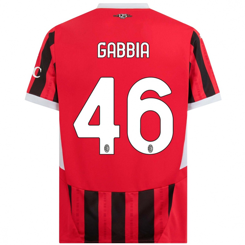 Niño Fútbol Camiseta Matteo Gabbia #46 Rojo Negro 1ª Equipación 2024/25 Perú