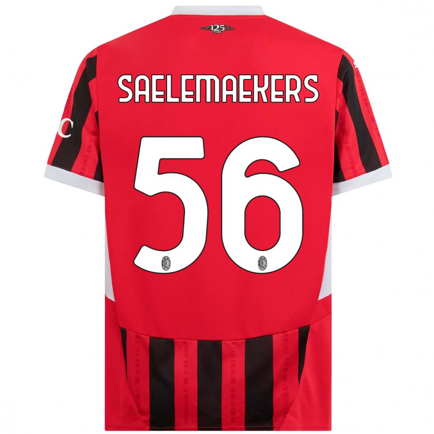 Niño Fútbol Camiseta Alexis Saelemaekers #56 Rojo Negro 1ª Equipación 2024/25 Perú