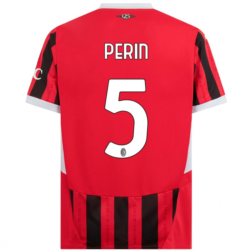 Niño Fútbol Camiseta Ernesto Perin #5 Rojo Negro 1ª Equipación 2024/25 Perú