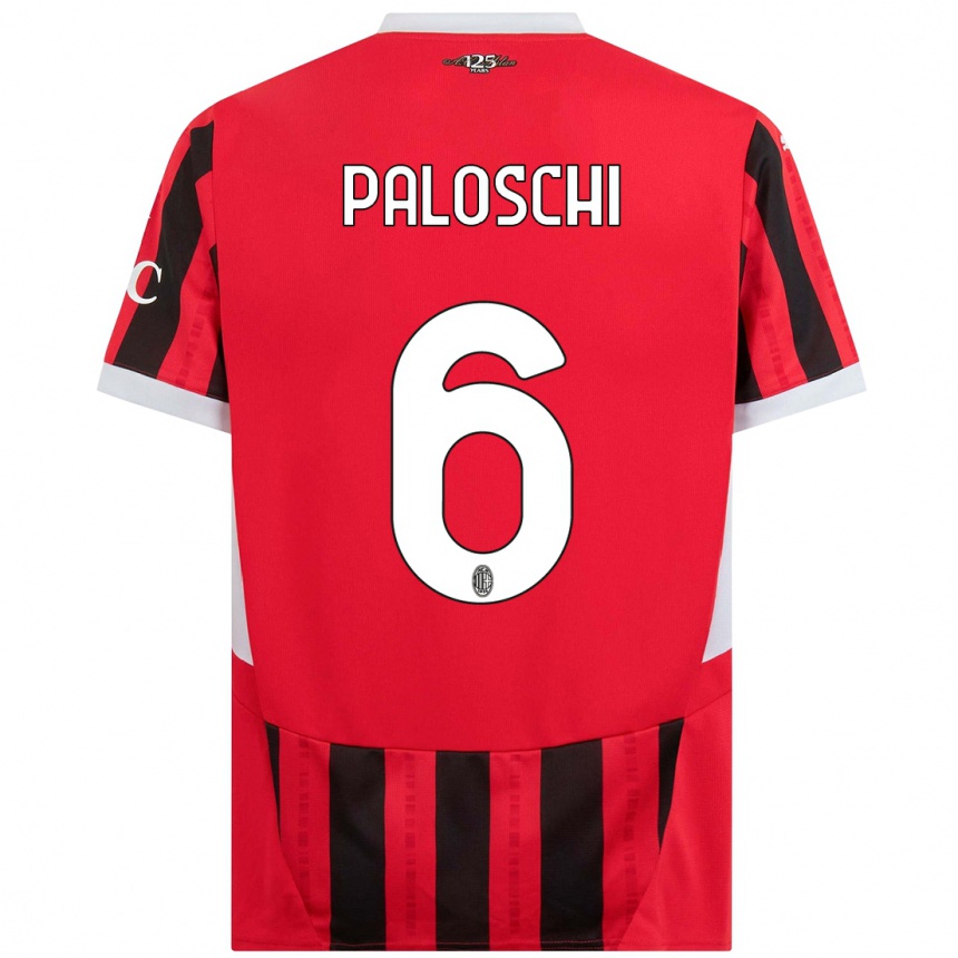 Niño Fútbol Camiseta Dorian Paloschi #6 Rojo Negro 1ª Equipación 2024/25 Perú