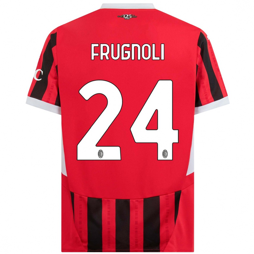 Niño Fútbol Camiseta Leonardo Frugnoli #24 Rojo Negro 1ª Equipación 2024/25 Perú