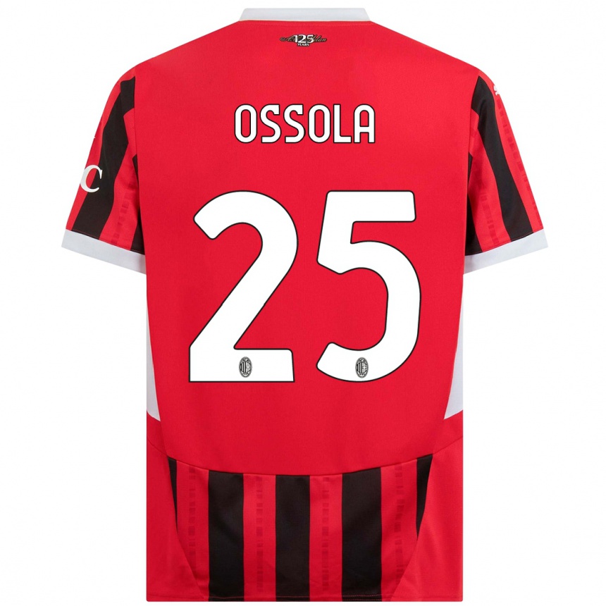 Niño Fútbol Camiseta Lorenzo Ossola #25 Rojo Negro 1ª Equipación 2024/25 Perú