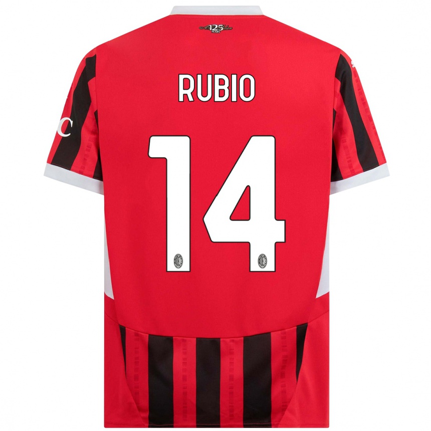 Niño Fútbol Camiseta Silvia Rubio #14 Rojo Negro 1ª Equipación 2024/25 Perú