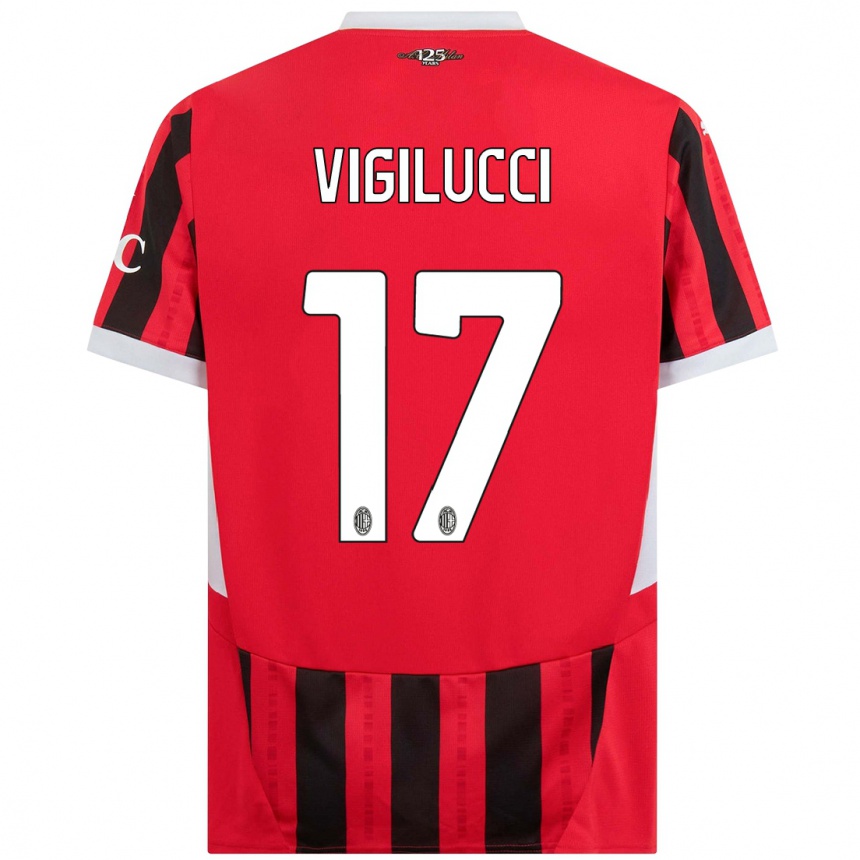 Niño Fútbol Camiseta Valery Vigilucci #17 Rojo Negro 1ª Equipación 2024/25 Perú