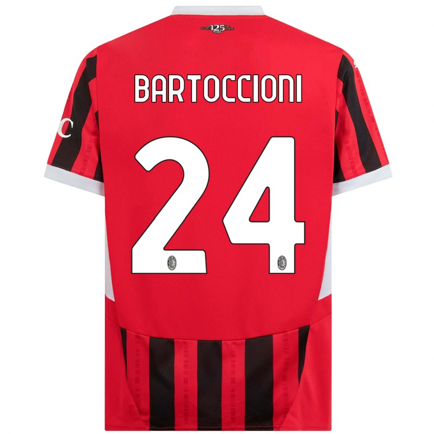 Niño Fútbol Camiseta Andrea Bartoccioni #24 Rojo Negro 1ª Equipación 2024/25 Perú