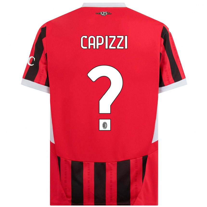 Niño Fútbol Camiseta Edoardo Capizzi #0 Rojo Negro 1ª Equipación 2024/25 Perú