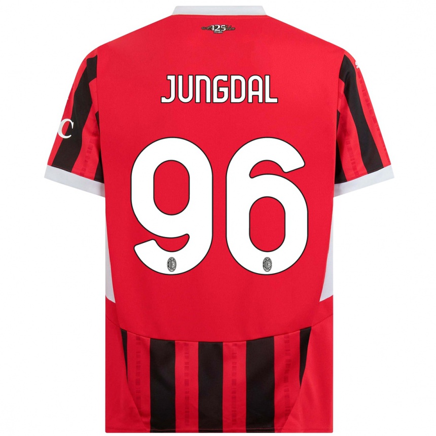 Niño Fútbol Camiseta Andreas Jungdal #96 Rojo Negro 1ª Equipación 2024/25 Perú