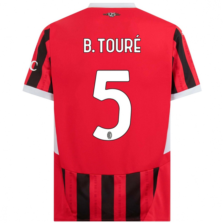 Niño Fútbol Camiseta Fode Ballo-Toure #5 Rojo Negro 1ª Equipación 2024/25 Perú