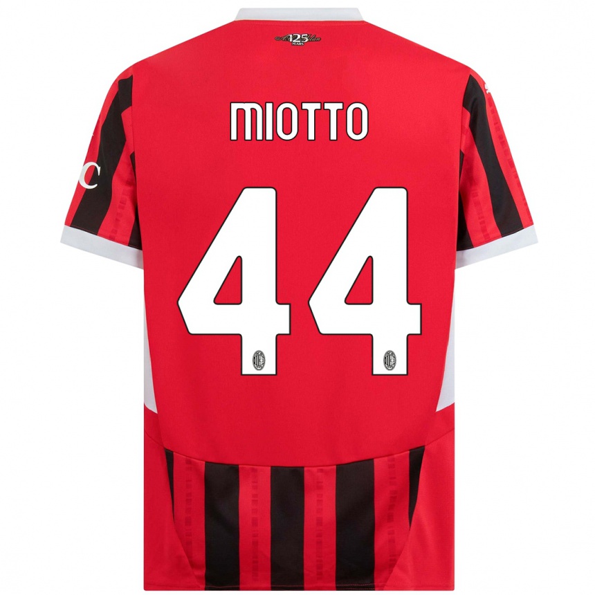 Niño Fútbol Camiseta Giorgia Miotto #44 Rojo Negro 1ª Equipación 2024/25 Perú