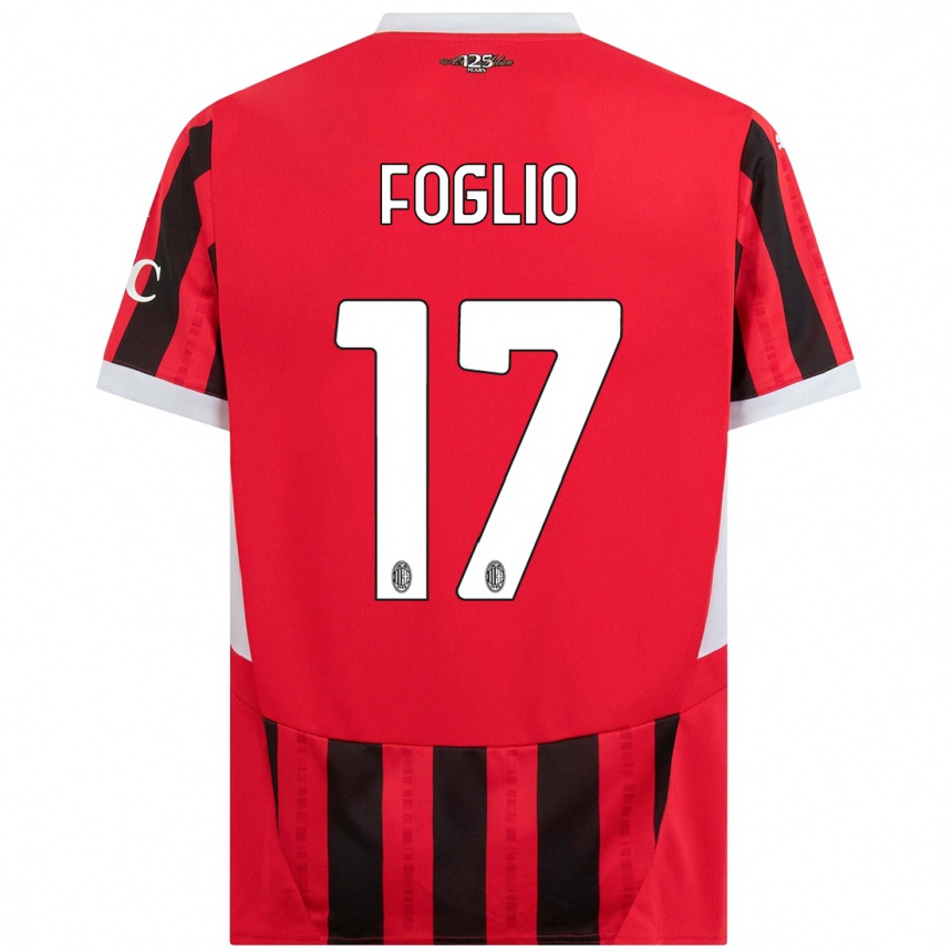 Niño Fútbol Camiseta Christian Foglio #17 Rojo Negro 1ª Equipación 2024/25 Perú