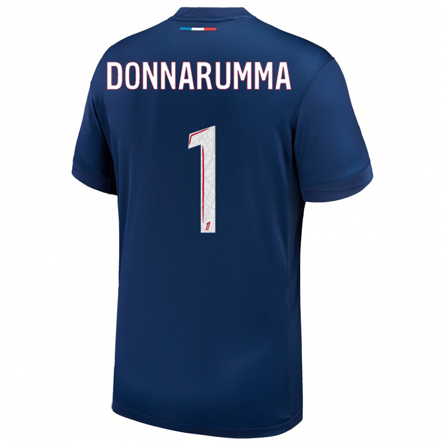 Niño Fútbol Camiseta Gianluigi Donnarumma #1 Azul Marino Blanco 1ª Equipación 2024/25 Perú