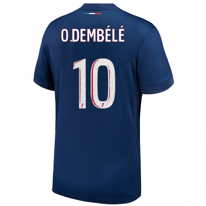 Niño Fútbol Camiseta Ousmane Dembélé #10 Azul Marino Blanco 1ª Equipación 2024/25 Perú