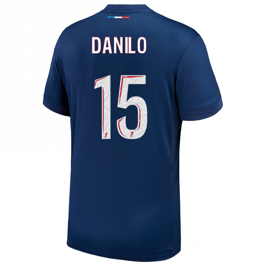 Niño Fútbol Camiseta Danilo Pereira #15 Azul Marino Blanco 1ª Equipación 2024/25 Perú