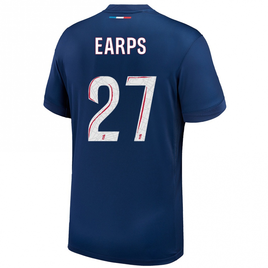 Niño Fútbol Camiseta Mary Earps #27 Azul Marino Blanco 1ª Equipación 2024/25 Perú