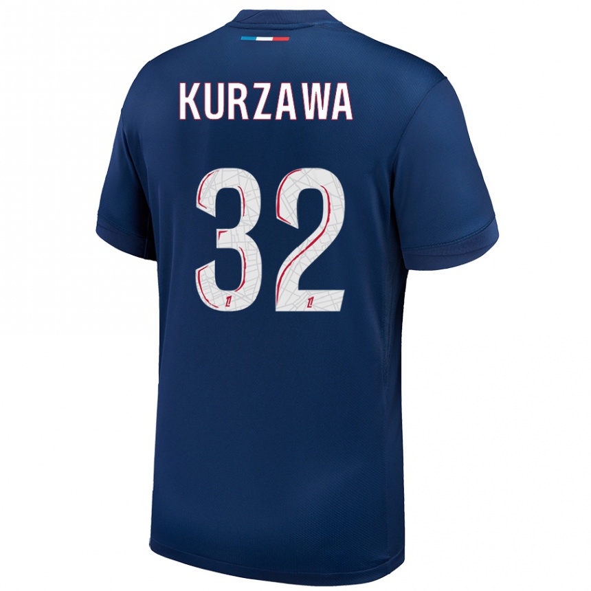 Niño Fútbol Camiseta Layvin Kurzawa #32 Azul Marino Blanco 1ª Equipación 2024/25 Perú