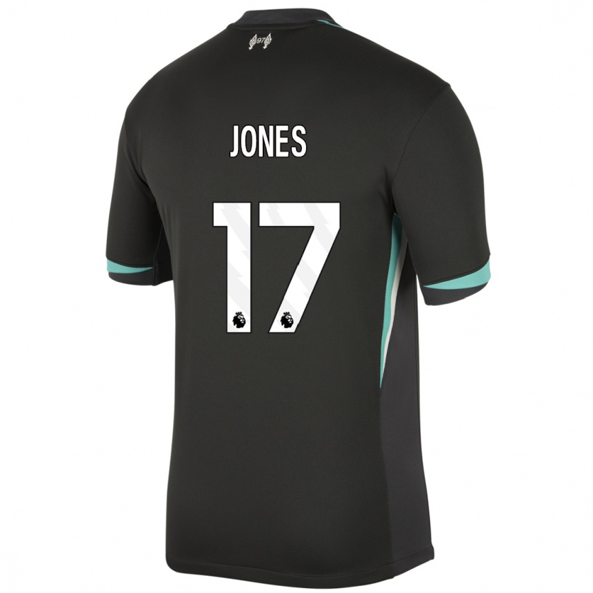 Niño Fútbol Camiseta Curtis Jones #17 Negro Antracita Blanco 2ª Equipación 2024/25 Perú