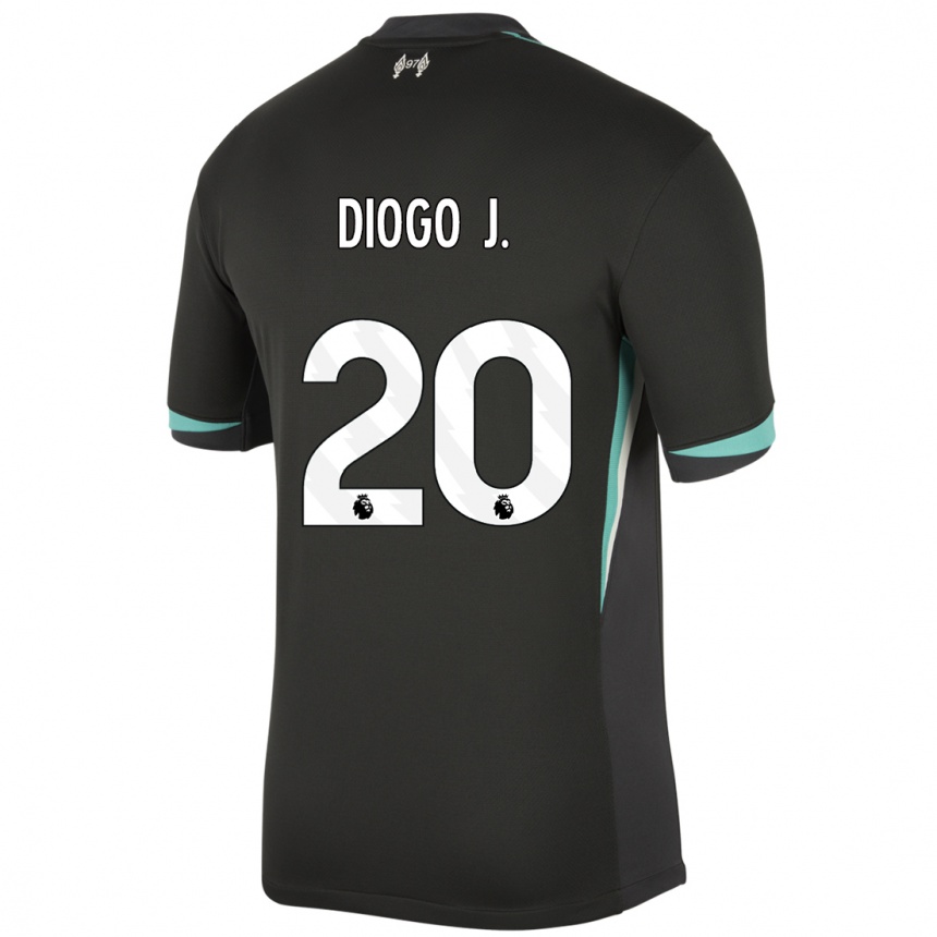 Niño Fútbol Camiseta Diogo Jota #20 Negro Antracita Blanco 2ª Equipación 2024/25 Perú