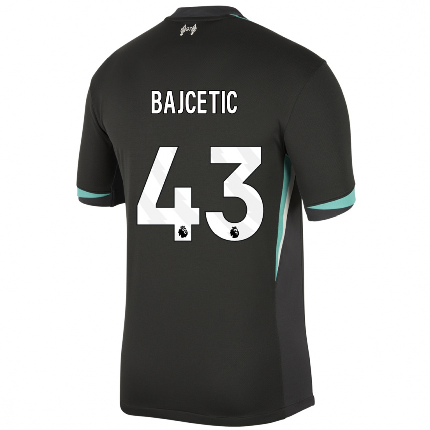 Niño Fútbol Camiseta Stefan Bajcetic #43 Negro Antracita Blanco 2ª Equipación 2024/25 Perú