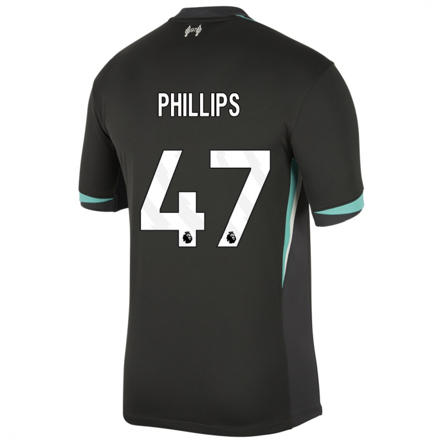 Niño Fútbol Camiseta Nathaniel Phillips #47 Negro Antracita Blanco 2ª Equipación 2024/25 Perú