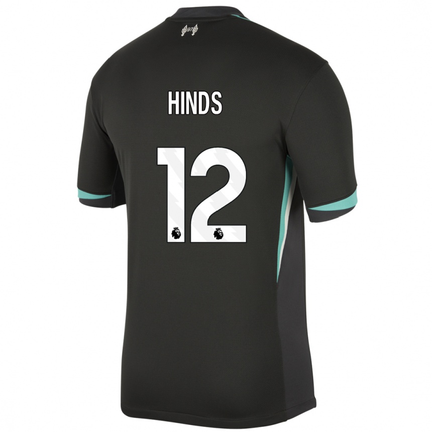 Niño Fútbol Camiseta Taylor Hinds #12 Negro Antracita Blanco 2ª Equipación 2024/25 Perú