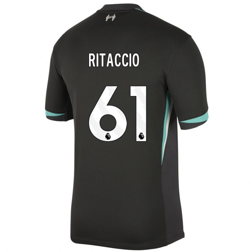 Niño Fútbol Camiseta Matteo Ritaccio #61 Negro Antracita Blanco 2ª Equipación 2024/25 Perú