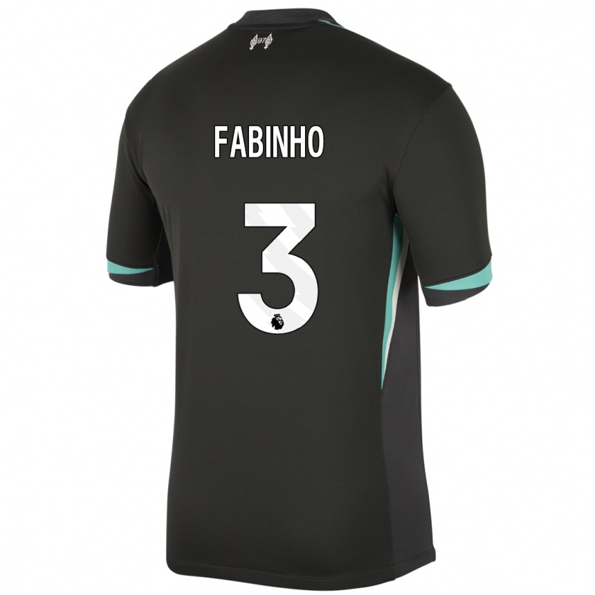 Niño Fútbol Camiseta Fabinho #3 Negro Antracita Blanco 2ª Equipación 2024/25 Perú