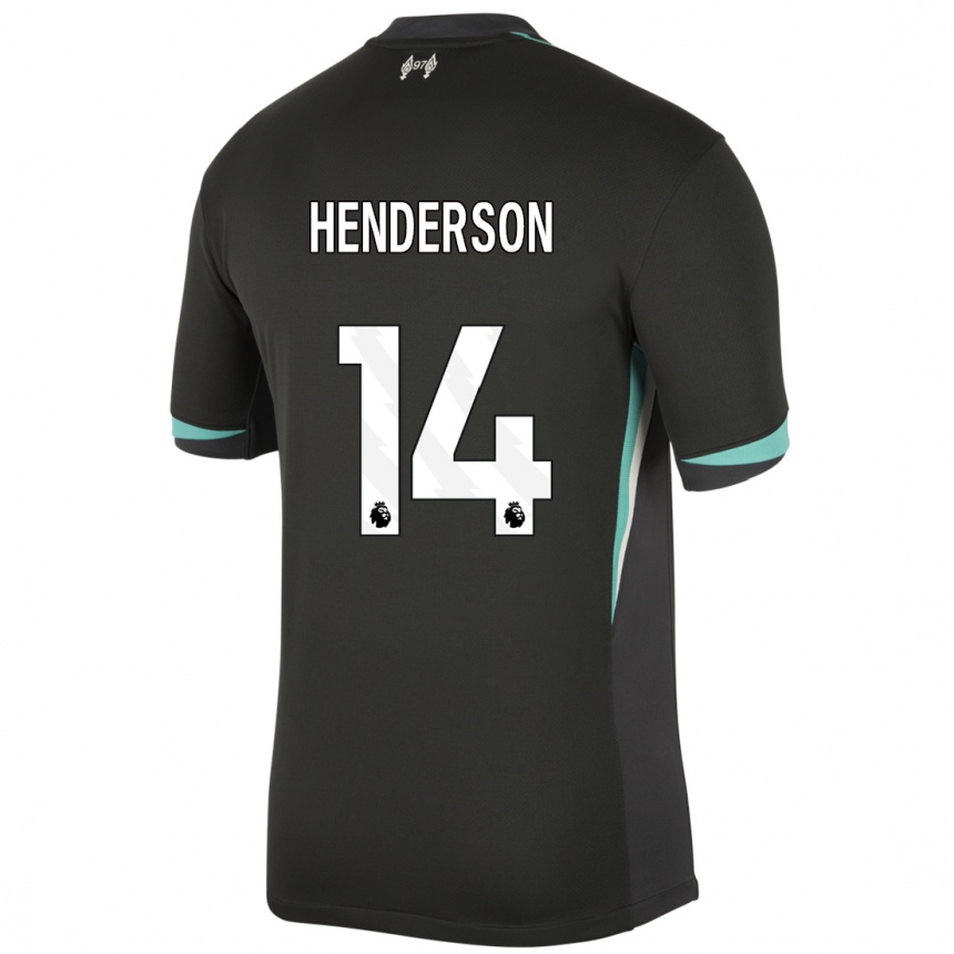 Niño Fútbol Camiseta Henderson #14 Negro Antracita Blanco 2ª Equipación 2024/25 Perú