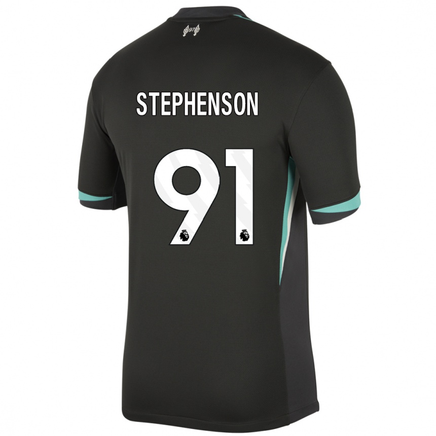 Niño Fútbol Camiseta Luca Stephenson #91 Negro Antracita Blanco 2ª Equipación 2024/25 Perú