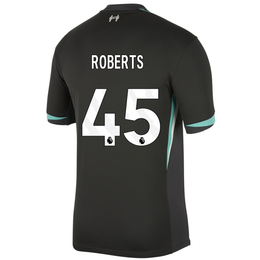 Niño Fútbol Camiseta Iwan Roberts #45 Negro Antracita Blanco 2ª Equipación 2024/25 Perú