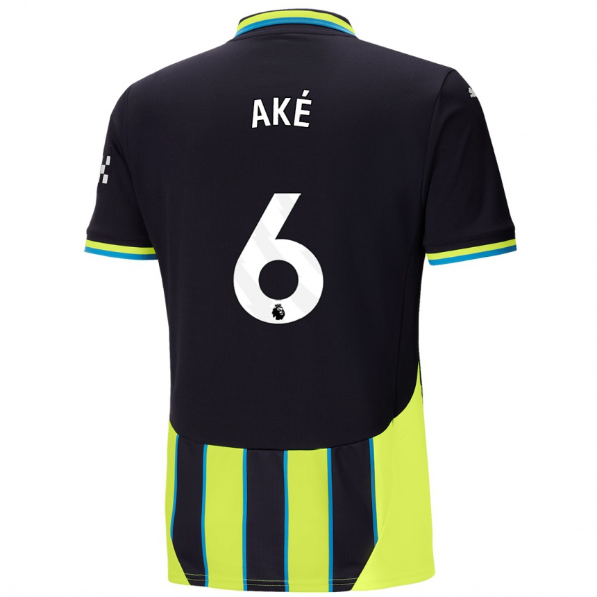 Niño Fútbol Camiseta Nathan Ake #6 Azul Amarillo 2ª Equipación 2024/25 Perú