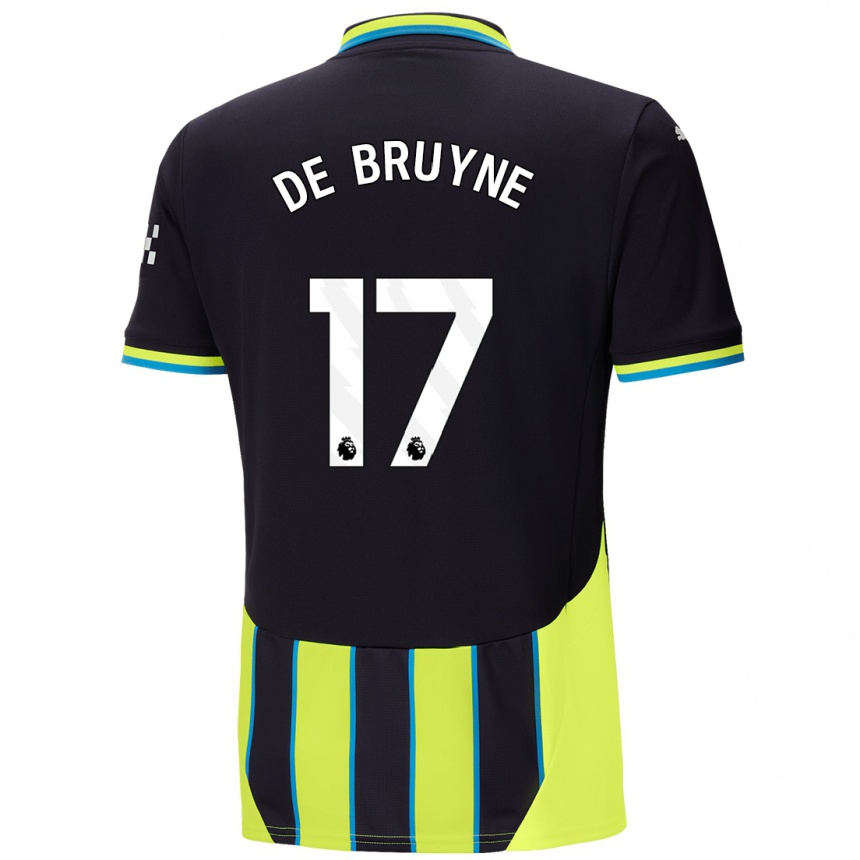 Niño Fútbol Camiseta Kevin De Bruyne #17 Azul Amarillo 2ª Equipación 2024/25 Perú