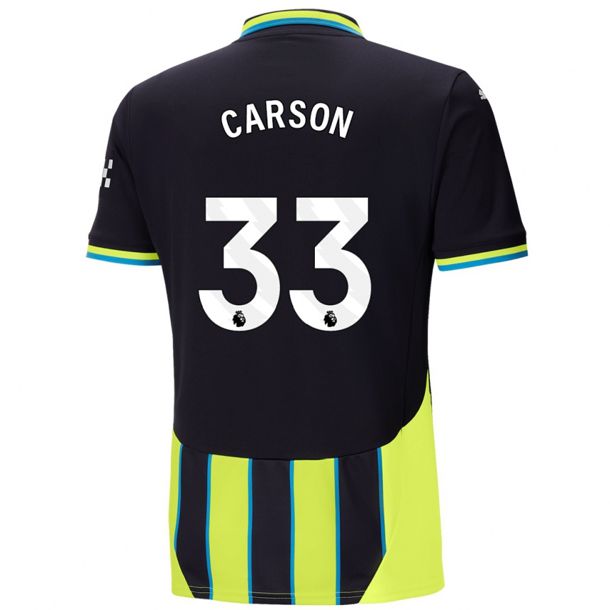 Niño Fútbol Camiseta Scott Carson #33 Azul Amarillo 2ª Equipación 2024/25 Perú