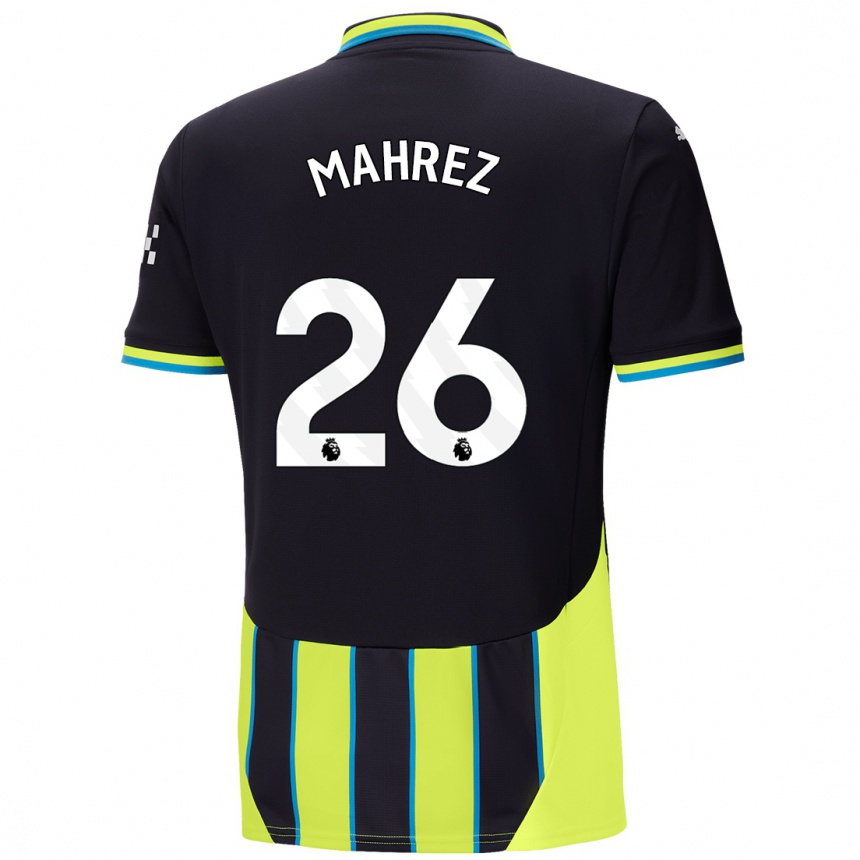 Niño Fútbol Camiseta Riyad Mahrez #26 Azul Amarillo 2ª Equipación 2024/25 Perú