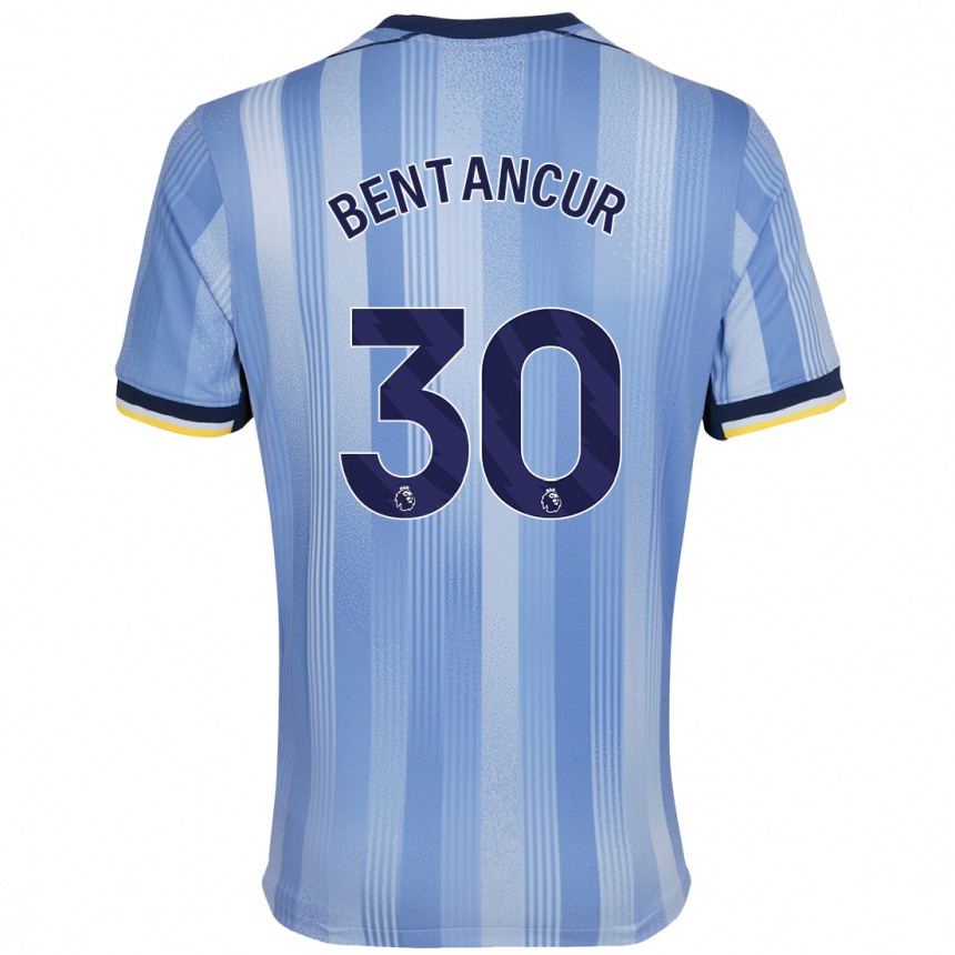 Niño Fútbol Camiseta Rodrigo Bentancur #30 Azul Claro 2ª Equipación 2024/25 Perú