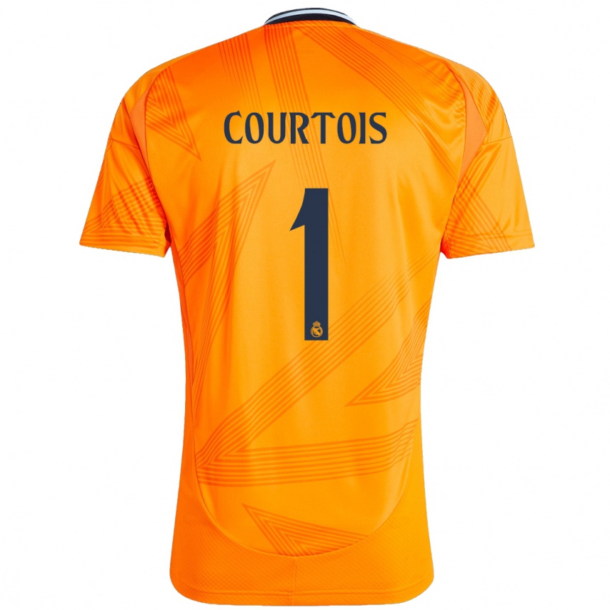 Niño Fútbol Camiseta Thibaut Courtois #1 Naranja 2ª Equipación 2024/25 Perú