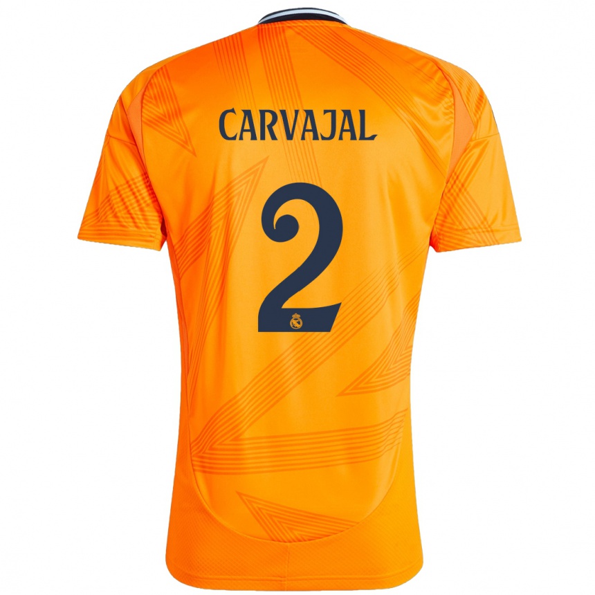 Niño Fútbol Camiseta Daniel Carvajal #2 Naranja 2ª Equipación 2024/25 Perú