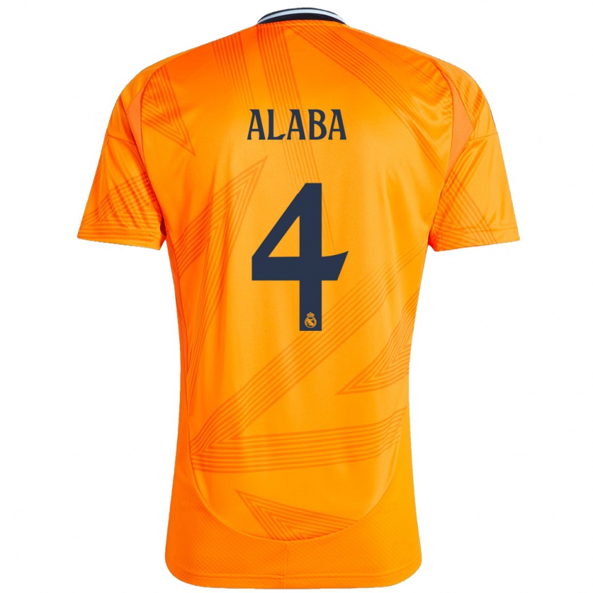 Niño Fútbol Camiseta David Alaba #4 Naranja 2ª Equipación 2024/25 Perú