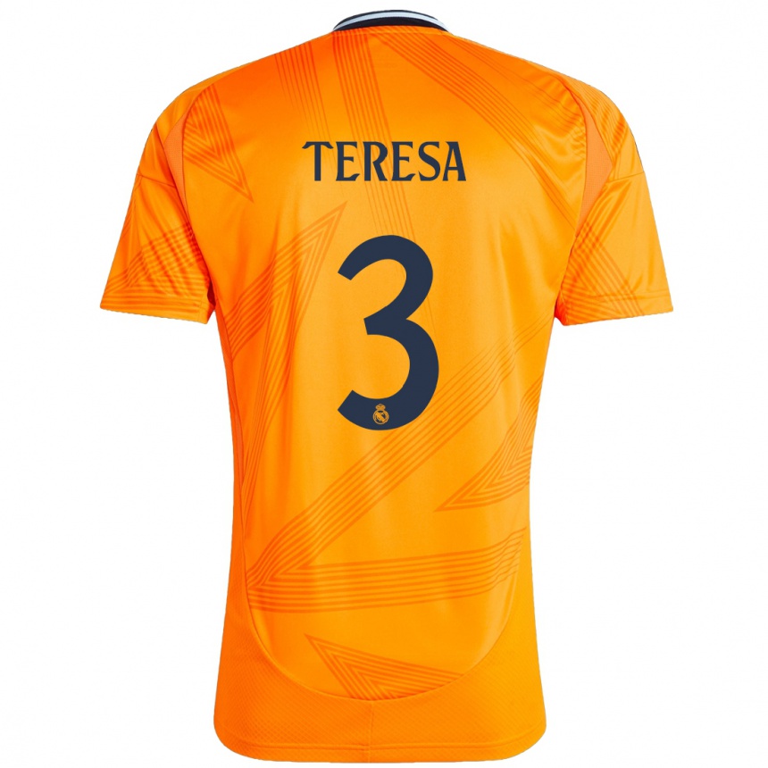 Niño Fútbol Camiseta Teresa Abelleira #3 Naranja 2ª Equipación 2024/25 Perú