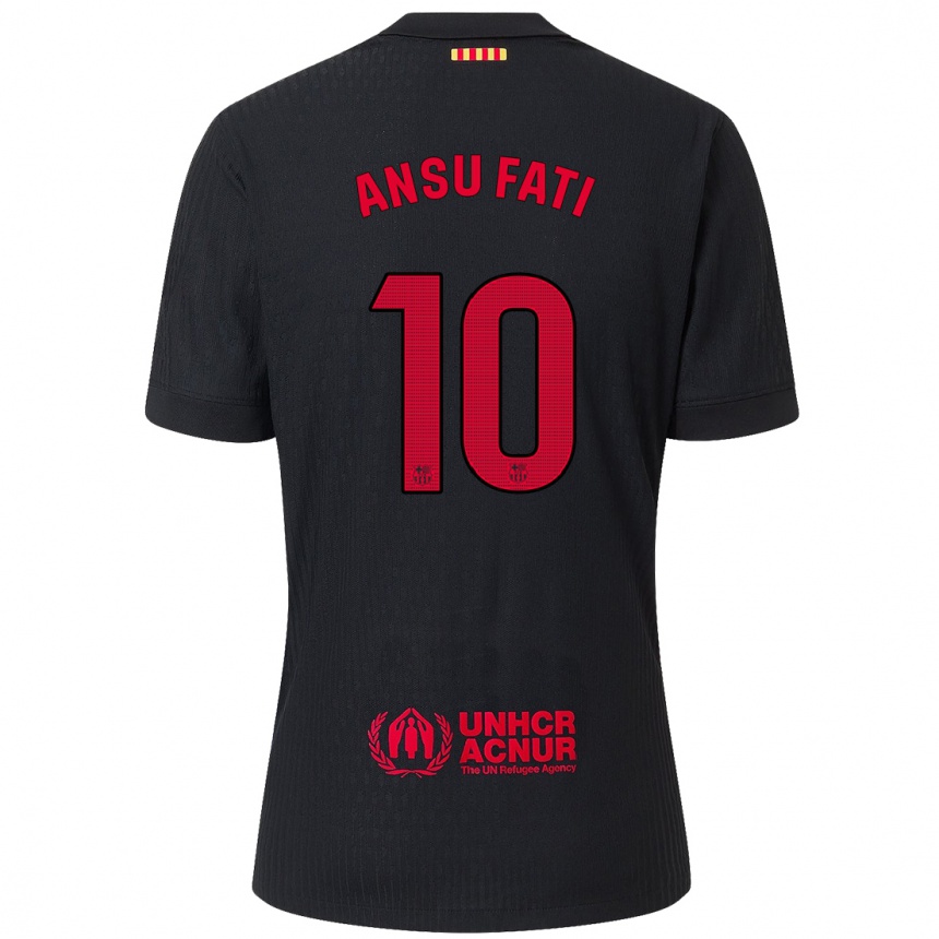 Niño Fútbol Camiseta Ansu Fati #10 Negro Rojo 2ª Equipación 2024/25 Perú