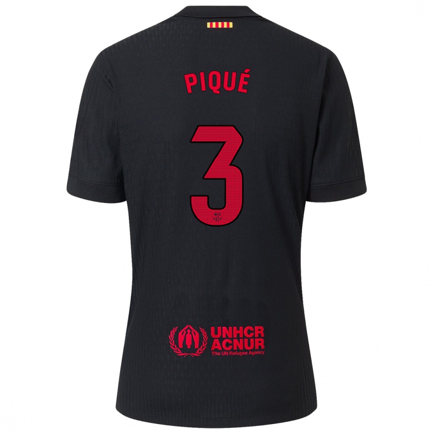 Niño Fútbol Camiseta Gerard Piqué #3 Negro Rojo 2ª Equipación 2024/25 Perú