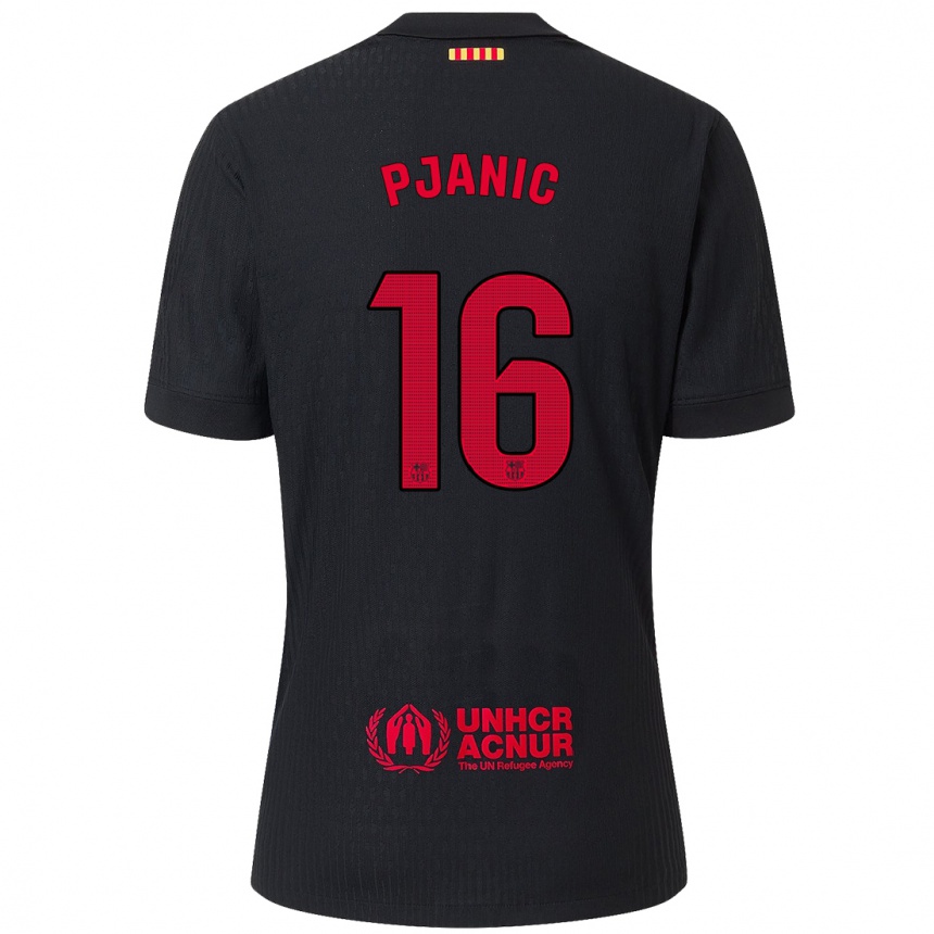 Niño Fútbol Camiseta Miralem Pjanic #16 Negro Rojo 2ª Equipación 2024/25 Perú