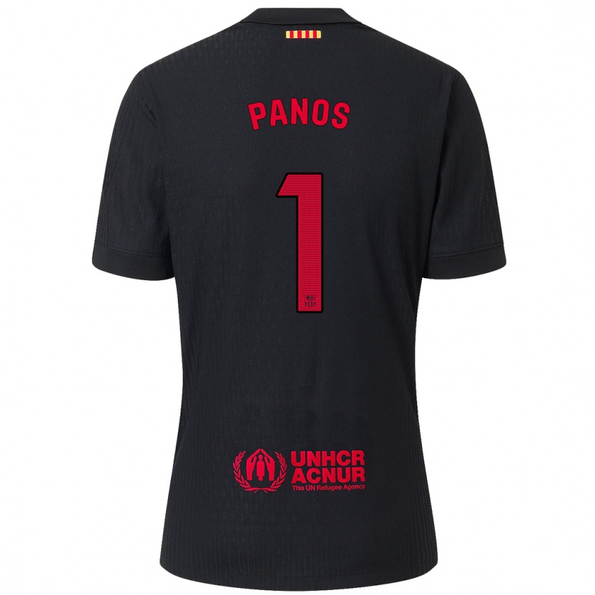 Niño Fútbol Camiseta Sandra Panos #1 Negro Rojo 2ª Equipación 2024/25 Perú