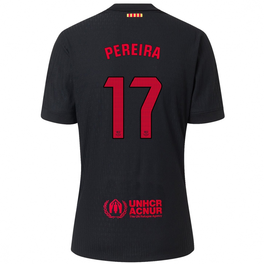 Niño Fútbol Camiseta Andrea Pereira #17 Negro Rojo 2ª Equipación 2024/25 Perú