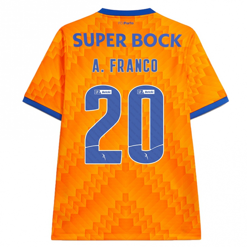 Niño Fútbol Camiseta André Franco #20 Naranja 2ª Equipación 2024/25 Perú